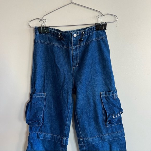 Vintage Y2K Women's Straight Leg Denim Cargo Pants - Picture 3 of 13